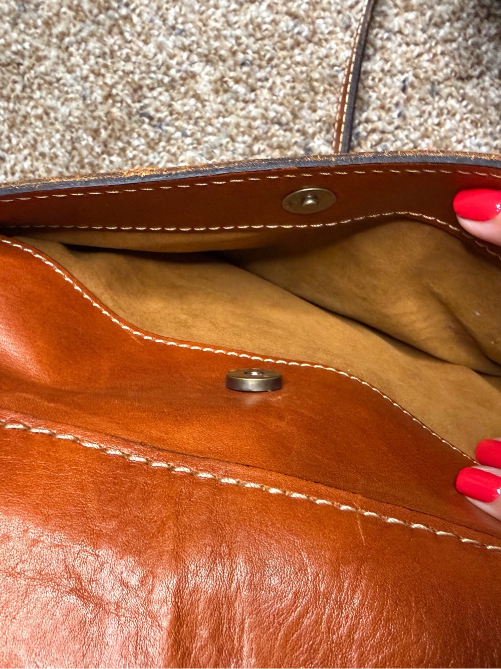 Vintage Patricia Nash Morina Doctor Bag 100% Italian Leather Cognac Tan - Picture 6 of 14